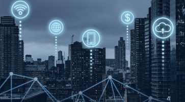 Futuristic smart city with 5G global network technology